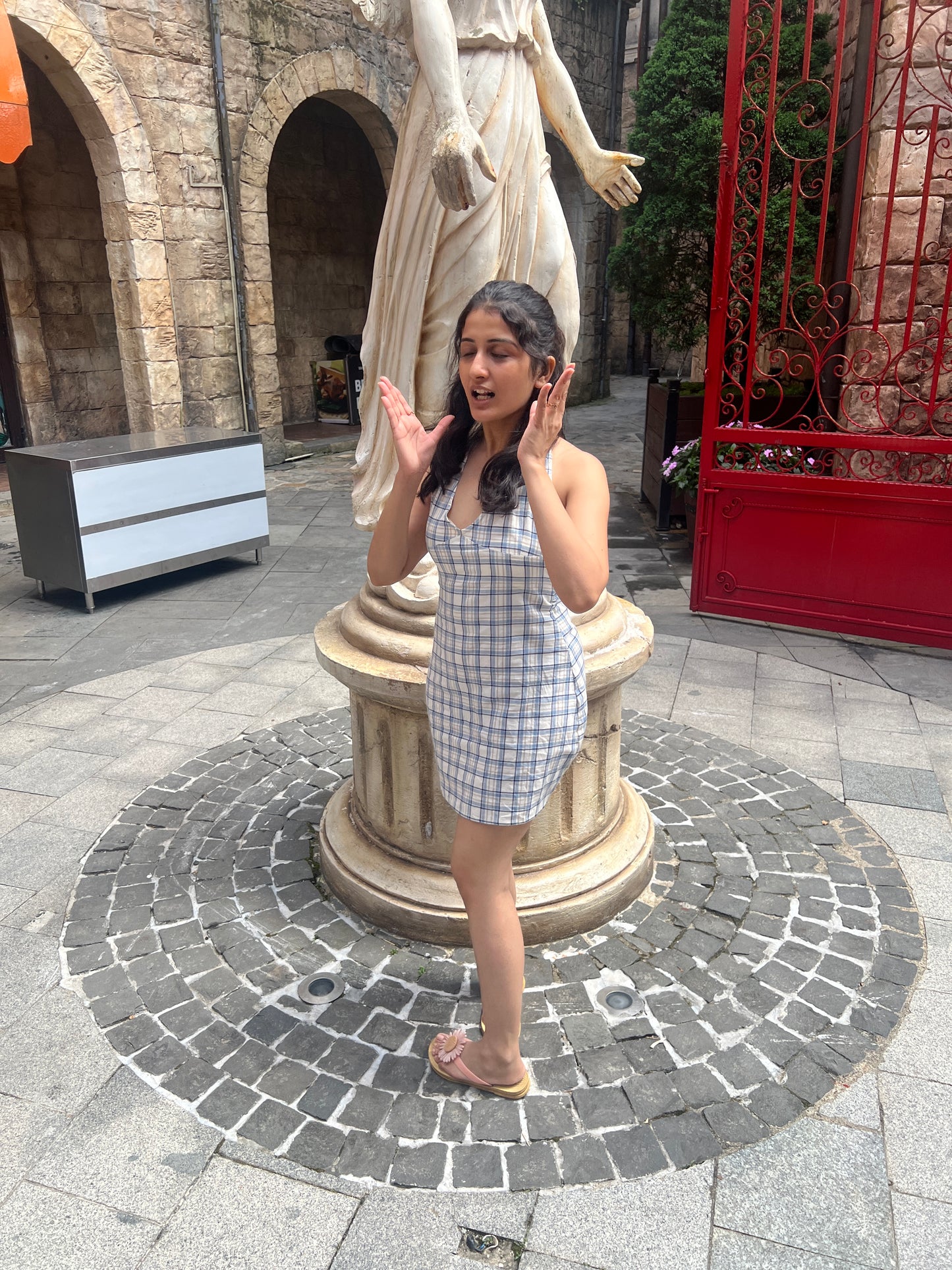 Checkered short dress