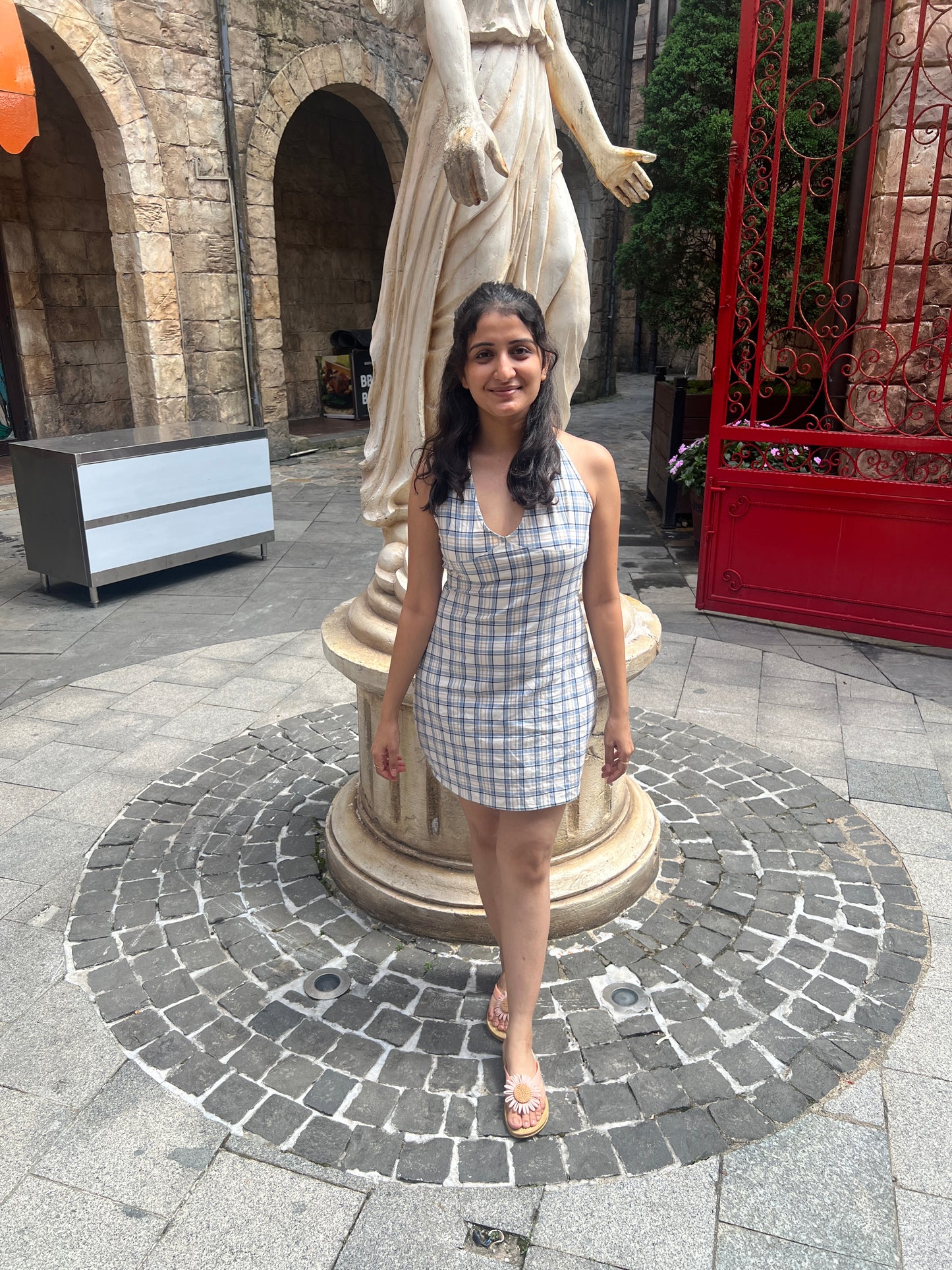 Checkered short dress