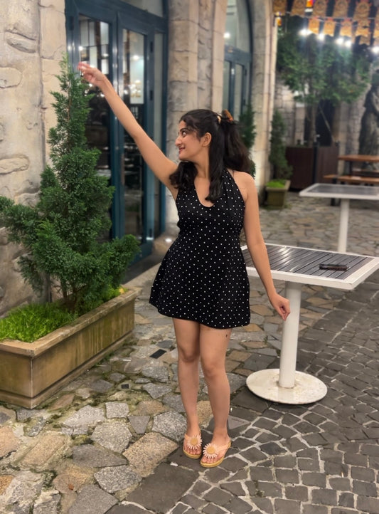 Midnight dot mini dress