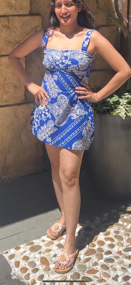 Floral blue mini dress
