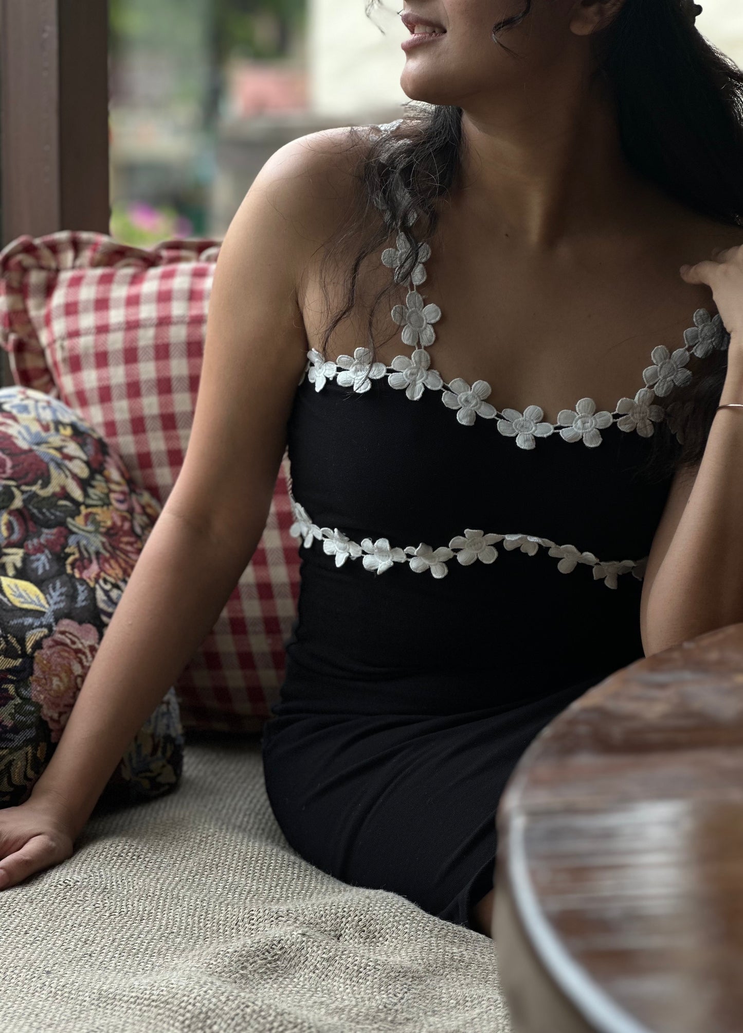 LUNA PETAL BLACK DRESS