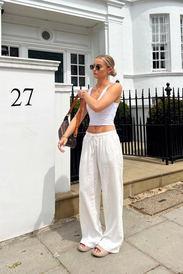 Wide-Leg Linen Pants